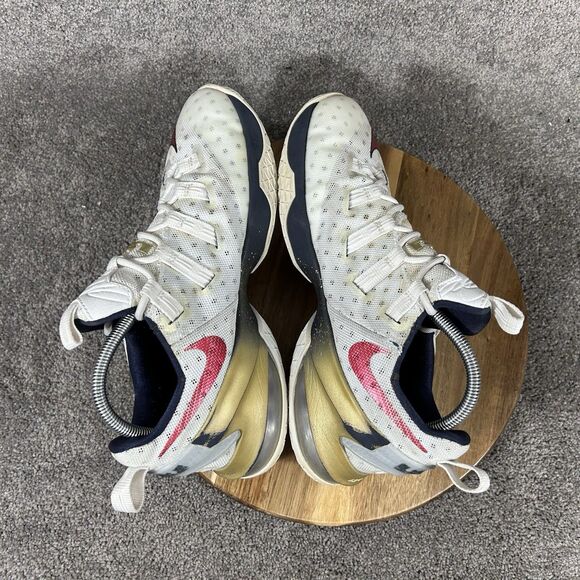 Nike LeBron 13 Low USA Olympic Men\'s Size 9.5 White Gold Basketball Shoes Used main image 6